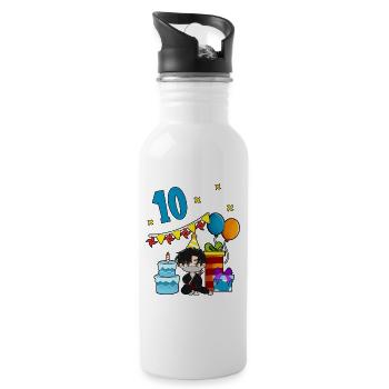 With Ninja - Boys Birthday 10 Years - Water bottle with straw - white - Right