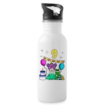 With Princess - Girl Birthday 9 Years - Water bottle with straw - white - Right