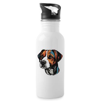 Jack Russel Terrier Hund Portrait - Trinkflasche mit integriertem Trinkhalm - Weiß - Rechts