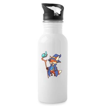 Zauberer Fuchs - Trinkflasche mit integriertem Trinkhalm - Weiß - Rechts