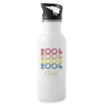 2004 Birthday born in 2004 Retro Vintage - Water bottle with straw - white - Right