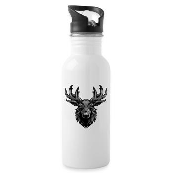 Moose Portrait - Water bottle with straw - white - Right