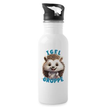 Cartoon Igelgruppe Kindergarten Gruppentier - Trinkflasche mit integriertem Trinkhalm - Weiß - Rechts