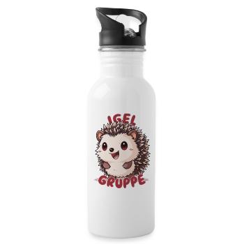 Süßes Igelgruppe Kindergarten Gruppentier - Trinkflasche mit integriertem Trinkhalm - Weiß - Rechts