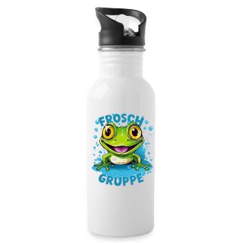 Cartoon Froschgruppe Kindergarten Gruppentier - Trinkflasche mit integriertem Trinkhalm - Weiß - Rechts