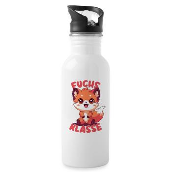 Süßes Fuchsklasse Grundschule Klassentier - Trinkflasche mit integriertem Trinkhalm - Weiß - Rechts