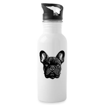 French Bulldog Dog Portrait - Water bottle with straw - white - Right