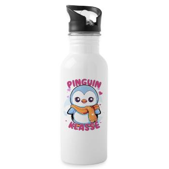 Süßes Pinguinklasse Grundschule Klassentier - Trinkflasche mit integriertem Trinkhalm - Weiß - Rechts