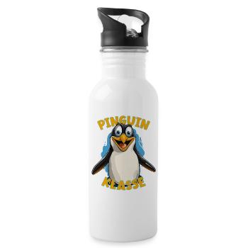 Cartoon Pinguinklasse Grundschule Klassentier - Trinkflasche mit integriertem Trinkhalm - Weiß - Rechts