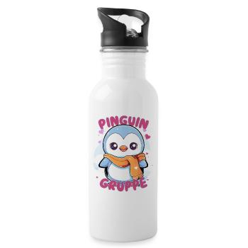 Süßes Pinguingruppe Kindergarten Gruppentier - Trinkflasche mit integriertem Trinkhalm - Weiß - Rechts