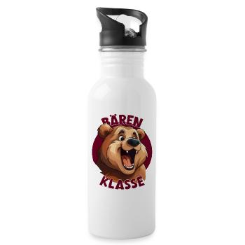 Cartoon Bärenklasse Grundschule Klassentier - Trinkflasche mit integriertem Trinkhalm - Weiß - Rechts