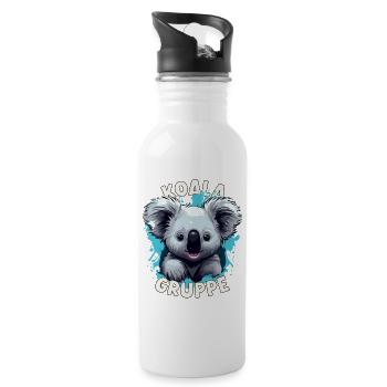 Cartoon Koalagruppe Kindergarten Gruppentier - Trinkflasche mit integriertem Trinkhalm - Weiß - Rechts