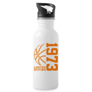 LIMITED EDITION 1973 BASKETBALL 53. GEBURTSTAG - Trinkflasche mit integriertem Trinkhalm - Weiß - Rechts
