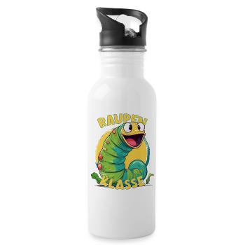 Cartoon Raupenklasse Grundschule Klassentier Raupe - Trinkflasche mit integriertem Trinkhalm - Weiß - Rechts