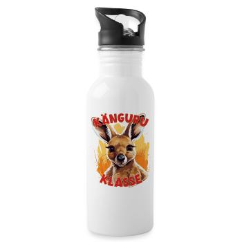 Cartoon Känguruklasse Grundschule Klassentier - Trinkflasche mit integriertem Trinkhalm - Weiß - Rechts