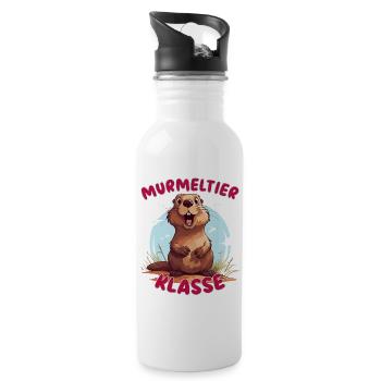 Süßes Murmeltierklasse Grundschule Klassentier - Trinkflasche mit integriertem Trinkhalm - Weiß - Rechts