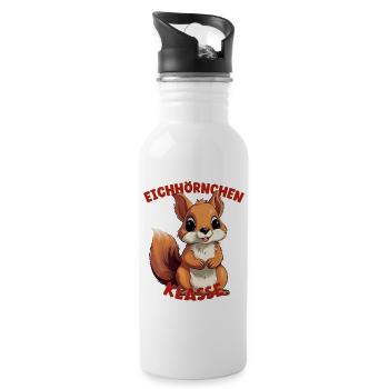 Cartoon Eichhörnchenklasse Grundschule Klassentier - Trinkflasche mit integriertem Trinkhalm - Weiß - Rechts