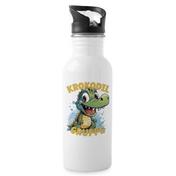 Comic Krokodilgruppe Kindergarten Gruppentier - Trinkflasche mit integriertem Trinkhalm - Weiß - Rechts