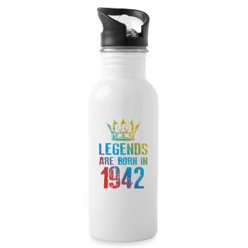 1942 legends born in - Trinkflasche mit integriertem Trinkhalm - Weiß - Rechts