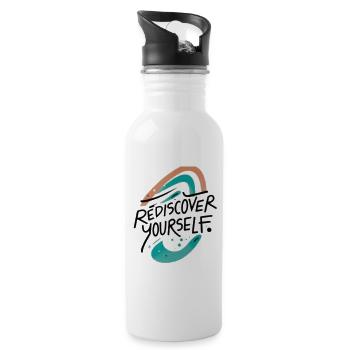 Rediscover Yourself Motivational Art - Trinkflasche mit integriertem Trinkhalm - Weiß - Rechts