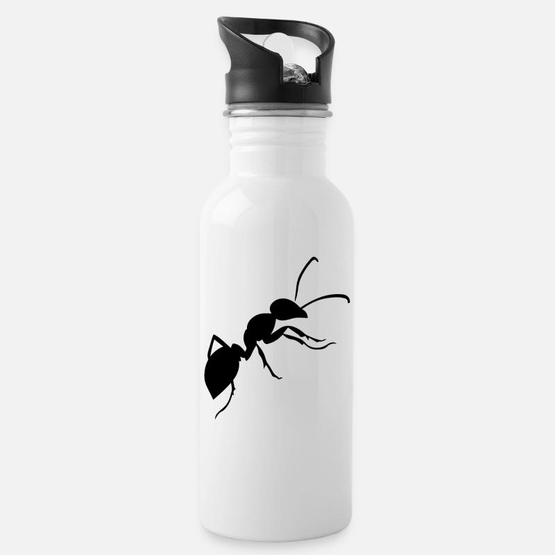 Ameise - Trinkflasche mit integriertem Trinkhalm - Weiß