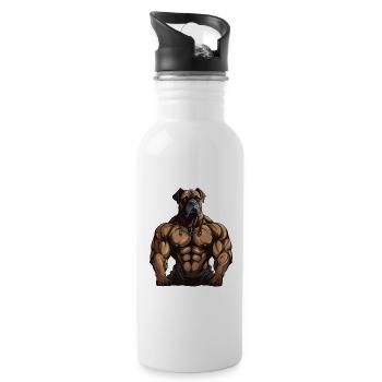 Dog Muscles Workout Gym - Water bottle with straw - white - Right