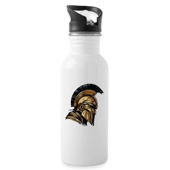 Spartan Helmet Gladiator Sparta Warrior - Water bottle with straw - white - Right