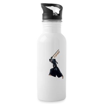 Kendo Fighter with Shinai - Kendo - Water bottle with straw - white - Right