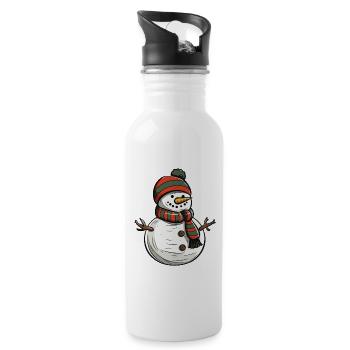 Schneemann Winter Weihnachten - Trinkflasche mit integriertem Trinkhalm - Weiß - Rechts