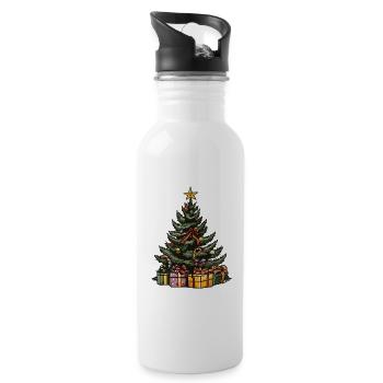Tanne Xmas Weihnachten - Trinkflasche mit integriertem Trinkhalm - Weiß - Rechts