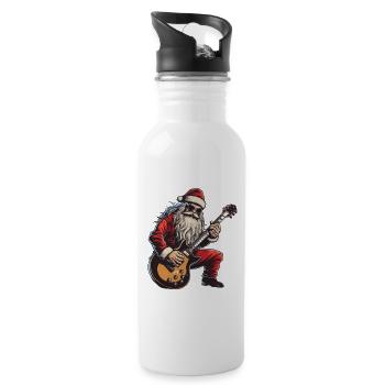 Weihnachtsmann Gitarre Santa - Trinkflasche mit integriertem Trinkhalm - Weiß - Rechts