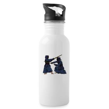 Japanese Martial Arts - Kendo Fighter - Water bottle with straw - white - Right