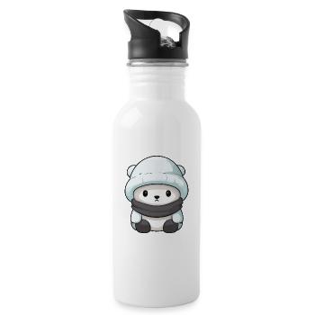 Polar Bear Winter Polar Bear Animal Comic - Water bottle with straw - white - Right