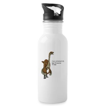 Realistische Zeichnung des Gallimimus - Trinkflasche mit integriertem Trinkhalm - Weiß - Rechts