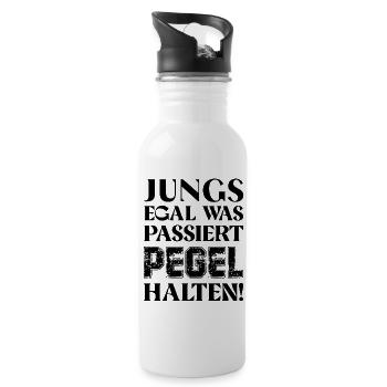 Jungs egal was passiert Pegel halten Bier Alk - Trinkflasche mit integriertem Trinkhalm - Weiß - Rechts