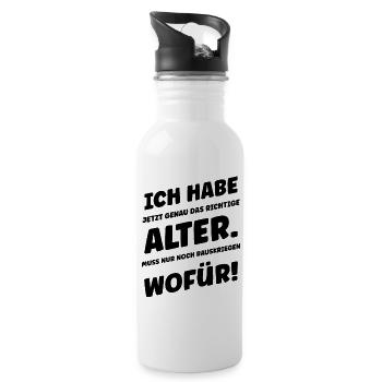 Ich habe jetzt genau das Richtige Alter - Trinkflasche mit integriertem Trinkhalm - Weiß - Rechts