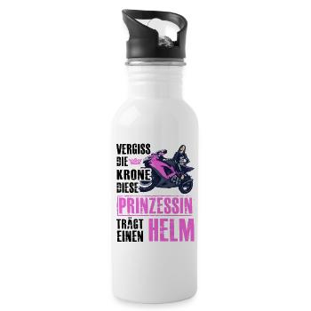 Vergiss die Krone diese Prinzessin trägt einen Hel - Trinkflasche mit integriertem Trinkhalm - Weiß - Rechts