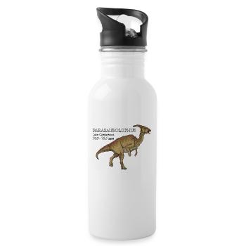 Realistische Zeichnung des Parasaurolophus - Trinkflasche mit integriertem Trinkhalm - Weiß - Rechts