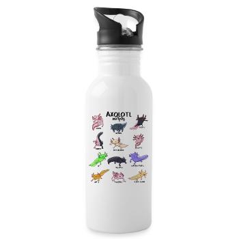 Verschiedene Kawaii Axolotl - Trinkflasche mit integriertem Trinkhalm - Weiß - Rechts