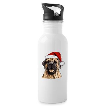 Boerboel Hund Weihnachten Porträt Xmas - Trinkflasche mit integriertem Trinkhalm - Weiß - Rechts