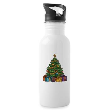 Tanne Weihnachten Weihnachtsbaum - Trinkflasche mit integriertem Trinkhalm - Weiß - Rechts