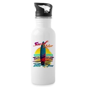 Surf rider. wild & free - Gourde avec paille intégrée - blanc - Droite