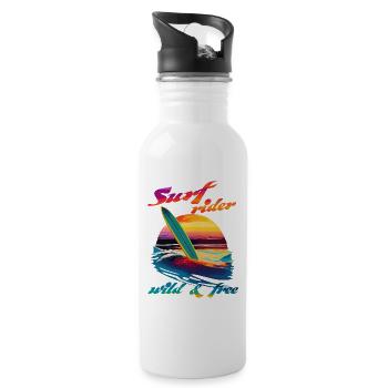Surf rider. Wild & Free - Water bottle with straw - white - Right
