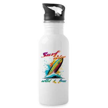 Surf rider. wild & free - Gourde avec paille intégrée - blanc - Droite