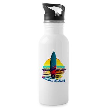 Meer, Sonne & Surfen - Trinkflasche mit integriertem Trinkhalm - Weiß - Rechts