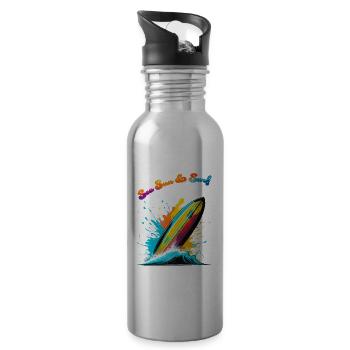 Sea sun & surf - Water bottle with straw - silver - Right