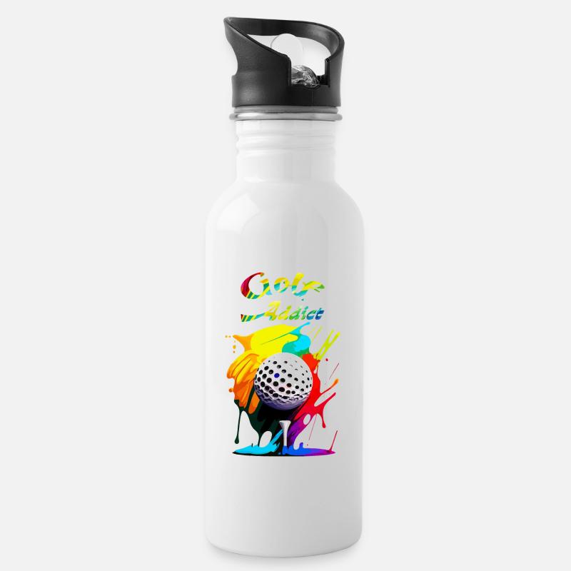 Golf addict - Water bottle with straw - white
