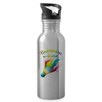 Badminton-Süchtiger - Trinkflasche mit integriertem Trinkhalm - Lightsilver - Rechts