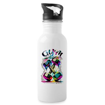 Gym addict - Water bottle with straw - white - Right