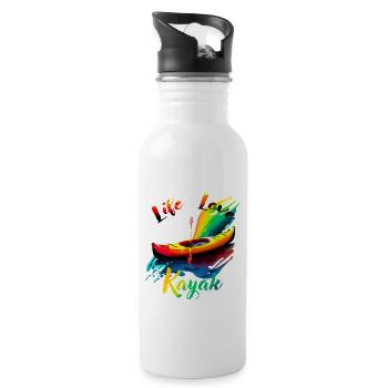 Life Love Kayak - Water bottle with straw - white - Right